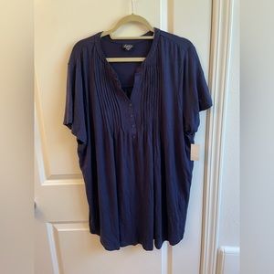 NWT Simply Emma Pintuck Tunic Navy Size 2X